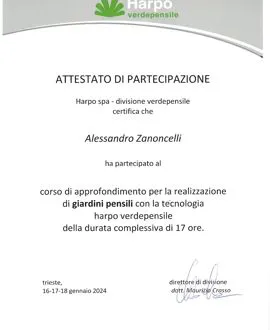 Attestato verde pensile corso Harpo